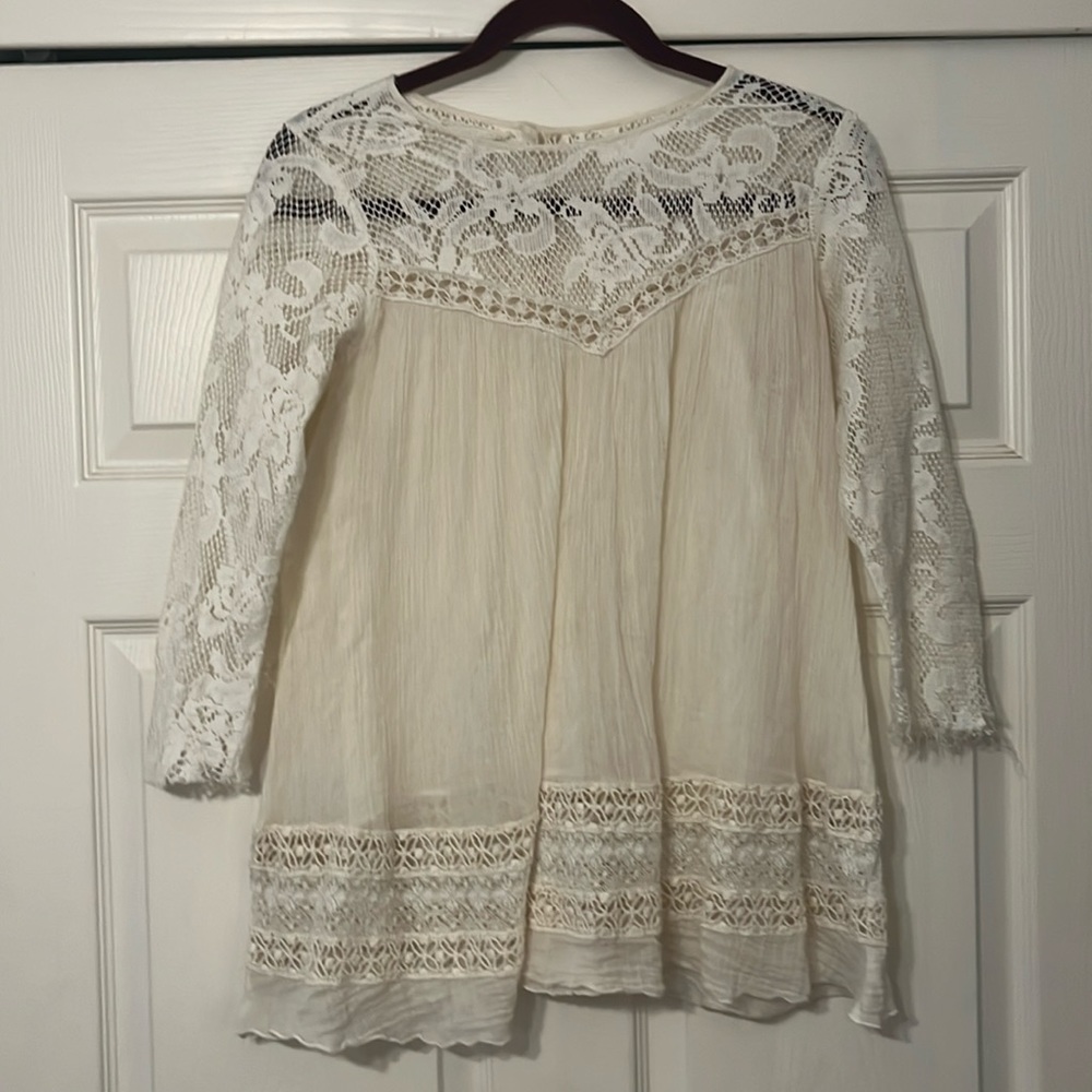 Free People Lace Trimmed Top